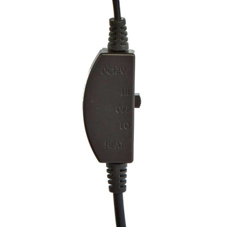 Fűthető ülésvédő, 12V, szabályozható intenzitás.