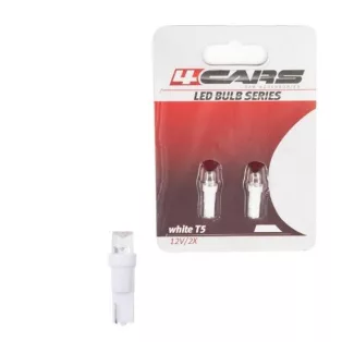 4Cars T5 műszerfal izzó, led, 1W, 12V, fehér (1pár)