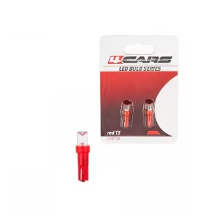 4Cars T5 műszerfal izzó, kék, 12V, 1W, piros (1pár)
