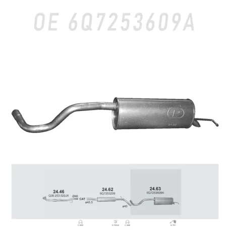 Polmo 24.63 hátsó kipufogó dob – SKODA Roomster
