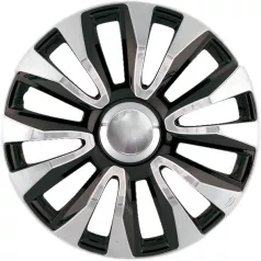 13" DÍSZTÁRCSA AVALON CHROME EZÜST-FEKETE, 4db