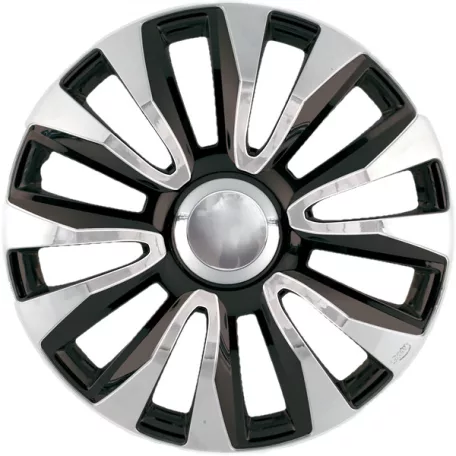 13" DÍSZTÁRCSA AVALON CHROME EZÜST-FEKETE, 4db