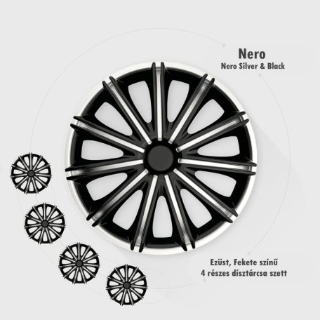 Argo Nero 16" ezüst-fekete dísztárcsa szett – 4 db