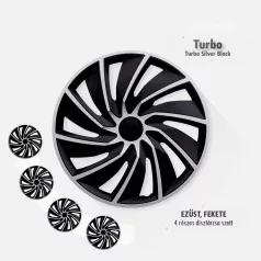 16" DÍSZTÁRCSA TURBO EZÜST-FEKETE, 4db