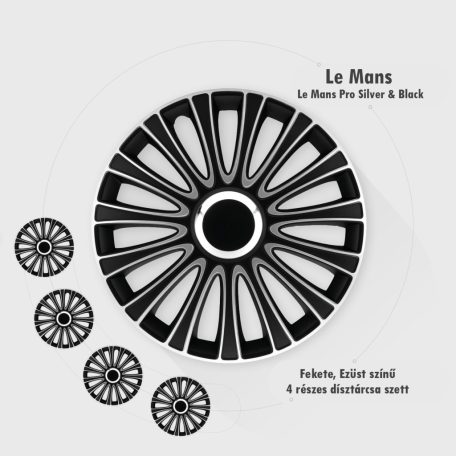 14" DÍSZTÁRCSA LE MANS PRO EZÜST-FEKETE, 4db