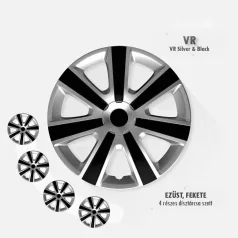 16" DÍSZTÁRCSA VR EZÜST-FEKETE, 4db