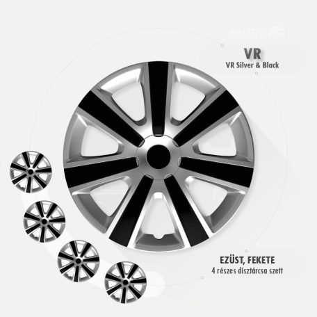 13" DÍSZTÁRCSA VR EZÜST-FEKETE, 4db
