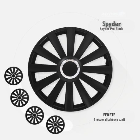 15" DÍSZTÁRCSA SPYDER PRO FEKETE, 4db