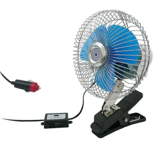 Ventilátor, 12V, 8", fém, csipeszes