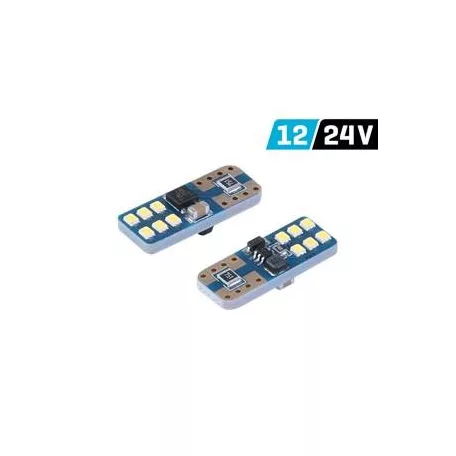 Carmotion Vision W5W T10 izzó, 12/24V, 12xSMD 2016 led, Canbus, fehér (1pár)