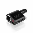 Carmotion szivargyújtós töltő voltmérővel – 12/24V, 3x USB, 5A, LCD kijelző