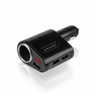   Carmotion szivargyújtós töltő voltmérővel – 12/24V, 3x USB, 5A, LCD kijelző