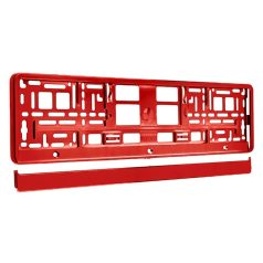 Rendszámtábla tartó, metál piros színű