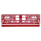 Rendszámtábla tartó, metál piros színű