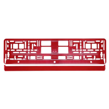 Rendszámtábla tartó, metál piros színű