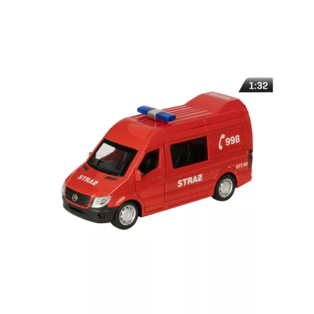 Makett tűzoltóautó, 01:32, Mercedes-Benz Guard, piros, fényjelzők és egy hang.