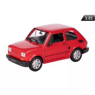 Modell autó, 01:21 PRL Fiat 126p piros.