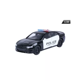   Makett autó, 1:34 2016. Dodge töltő R / T, rendőrség fekete.