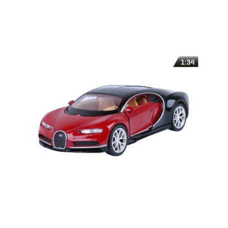 Makett autó, 01:34, BUGATTI Chiron, piros és fekete.