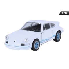   Modell autó, 1:34 1973 PORSCHE 911 Carrera, fehér és kék.