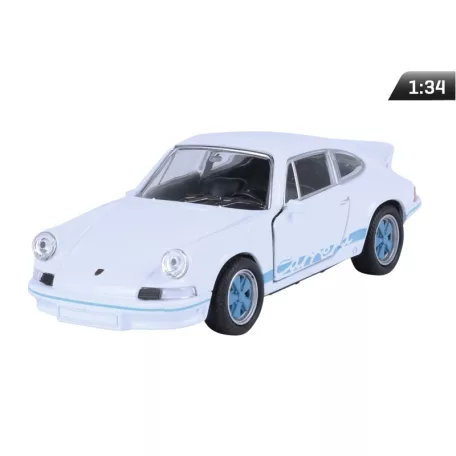Modell autó, 1:34 1973 PORSCHE 911 Carrera, fehér és kék.