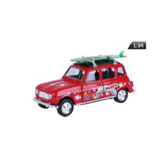 Makett autó, 01:34, Renault 4, piros.