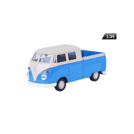 Makett autó, 01:34, VW T1 Duplakabin Pick Up kék krém.