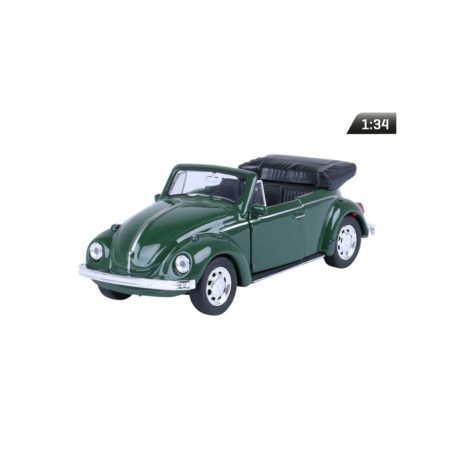 Makett autó, 01:34, VW Beetle kabrió, zöld.