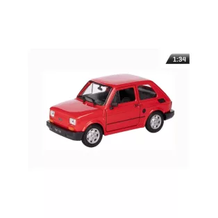 Makett autó, 01:34, PRL Fiat 126p piros.