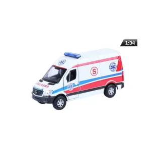   Makett autó, 01:34, PRL Mercedes-Benz Sprinter AMBULANCE, fehér.