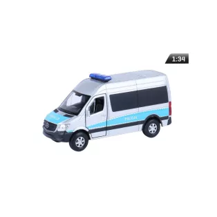   Makett autó, 01:34, PRL Mercedes-Benz Sprinter rendőrség, ezüst.