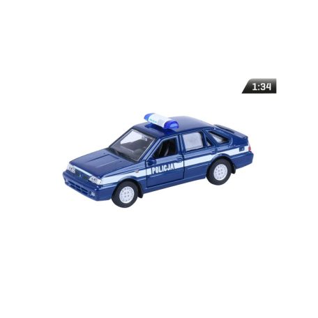 Makett autó, 01:34, PRL Polonez Caro Plus POLICE, sötétkék.