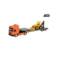 Makett autó, 01:43 MAN Truck, narancs kotró-rakodógép.