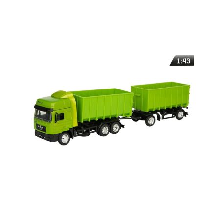 Makett autó, 01:43 MAN Truck, konténer, zöld.
