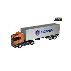 Makett autó, 01:32, ScaniR470, narancs és ezüst.