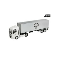 Makett autó, 01:32, MAN TGX, fehér és ezüst.
