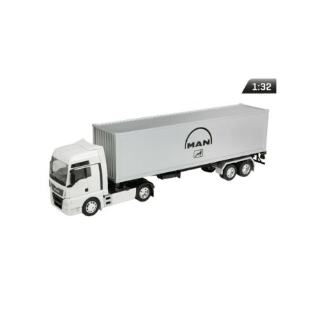 Makett autó, 01:32, MAN TGX, fehér és ezüst.