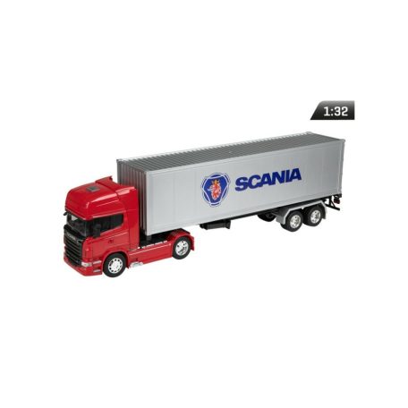 Makett autó, 01:32, ScaniV8 R730, piros és ezüst.