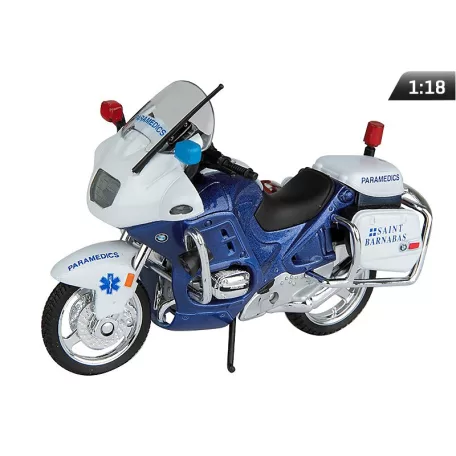 Modell autó, 01:18 BMW R1100RT Rendőrség sötétkék-fehér változat.