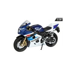   Makett motorkerékpár, 01:18 Suzuki GSX-R750, sötétkék és fehér.