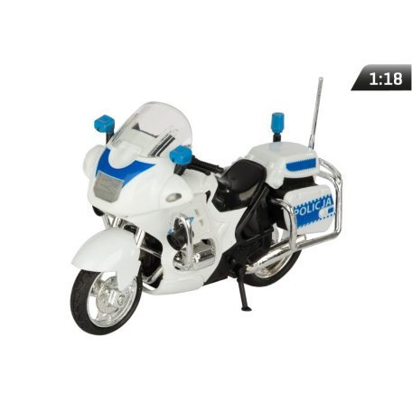 Modell autó, 01:18 motorkerékpár rendőrség, fehér, fény és hanghatások.