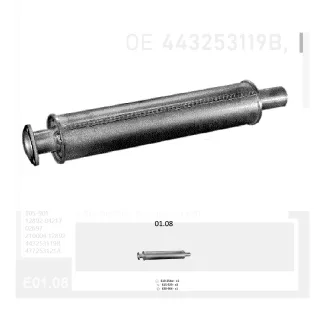   EDEX 01.08 - Kipufogó első dob AUDI 100 1.8, 2.0, 2.4 (1978-1990)