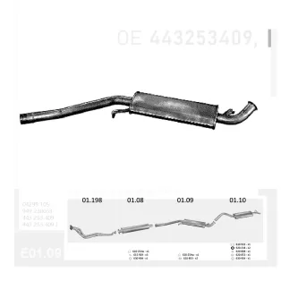   EDEX 01.09 - Kipufogó közép dob AUDI 100 1.8, 2.0, 2.2 (1984-1990)