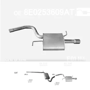   EDEX 01.114 - Kipufogó hátsó dob AUDI A4 2.0 FSi (2002-2008)