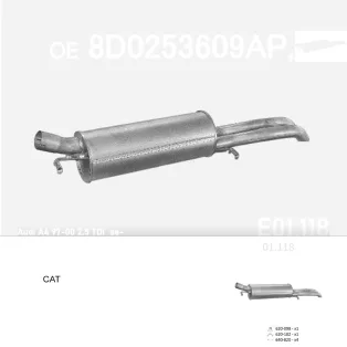   EDEX 01.118 - Kipufogó hátsó dob AUDI A4 2.5 D (1997-2001)