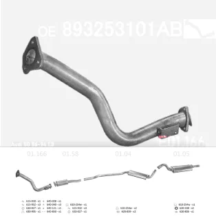   EDEX 01.166 - Kipufogó gyűjtő cső AUDI 80 1.6, 1.6 D, 1.8 (1982-1996)
