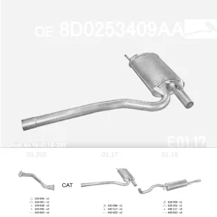 EDEX 01.17 - Kipufogó közép dob AUDI A4 1.8 (1994-2001)