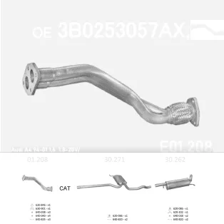   EDEX 01.208 - Kipufogó gyűjtő cső AUDI A4 1.6, 1.8 (1988-2008)