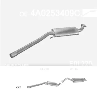   EDEX 01.220 - Kipufogó közép dob AUDI 100 2.5 D (1991-1997)