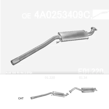 EDEX 01.220 - Kipufogó közép dob AUDI 100 2.5 D (1991-1997)